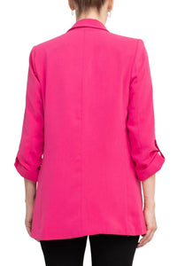 T Tahari - Lapel Collar Open Front Woven Blazer