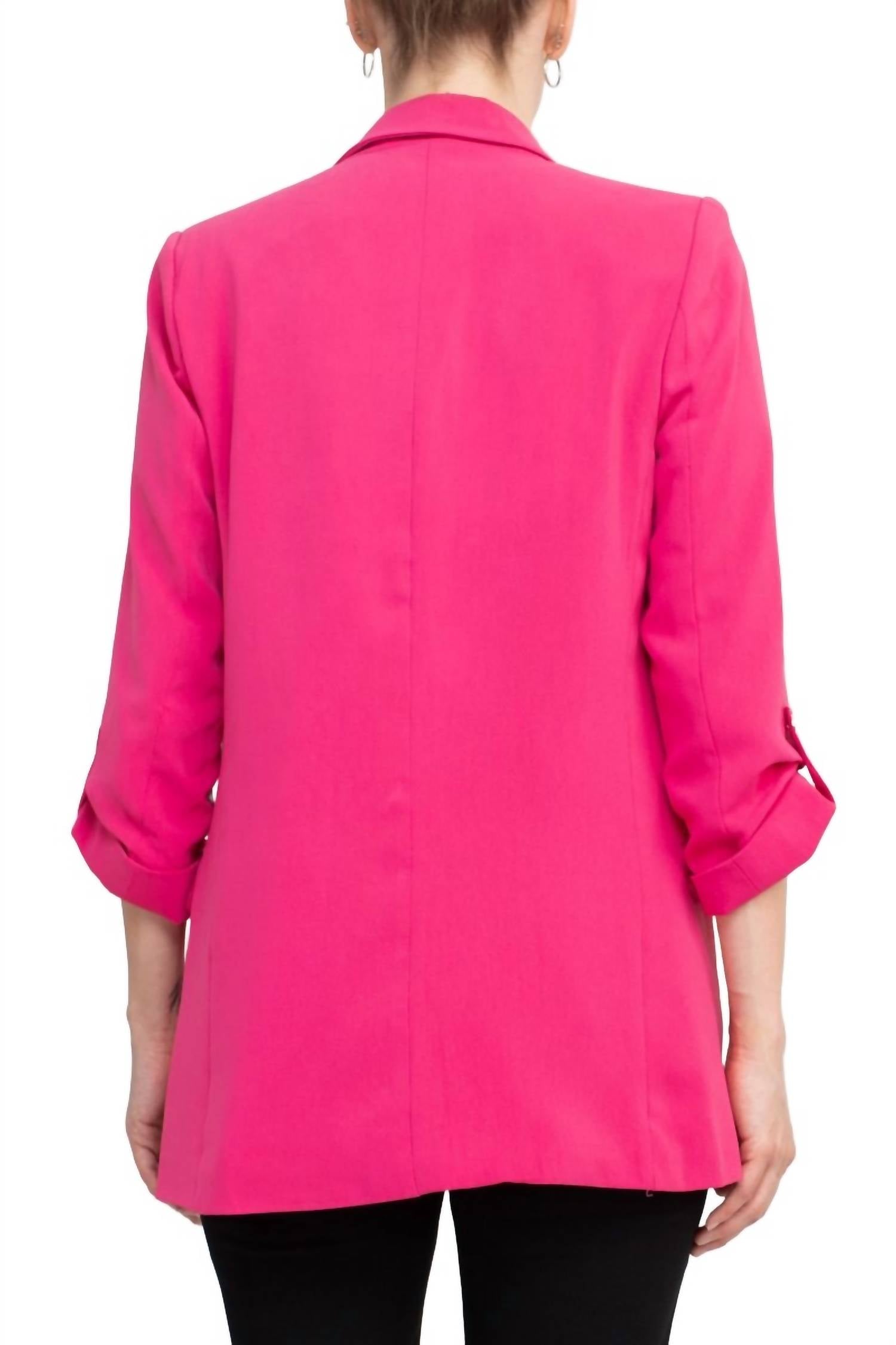 T Tahari - Lapel Collar Open Front Woven Blazer