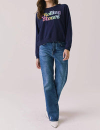 Chaser Rolling Stones 1978 Long Sleeve Top in oxford blue - women's long sleeve top - view 4