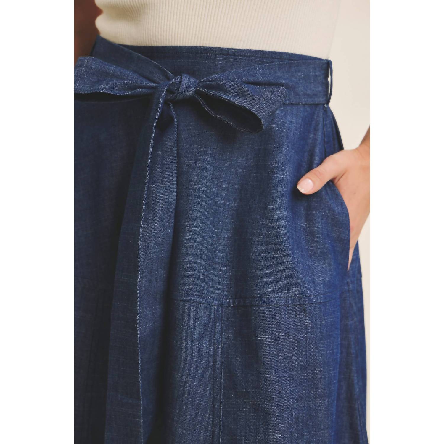 In February Effortless Mix Of Cozy And Polished Twofer Dress in cream denim - women's dress - view 6
