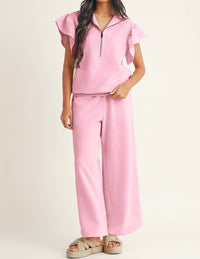 Little Daisy Closet - Textured Top And Pants Two-piece Set