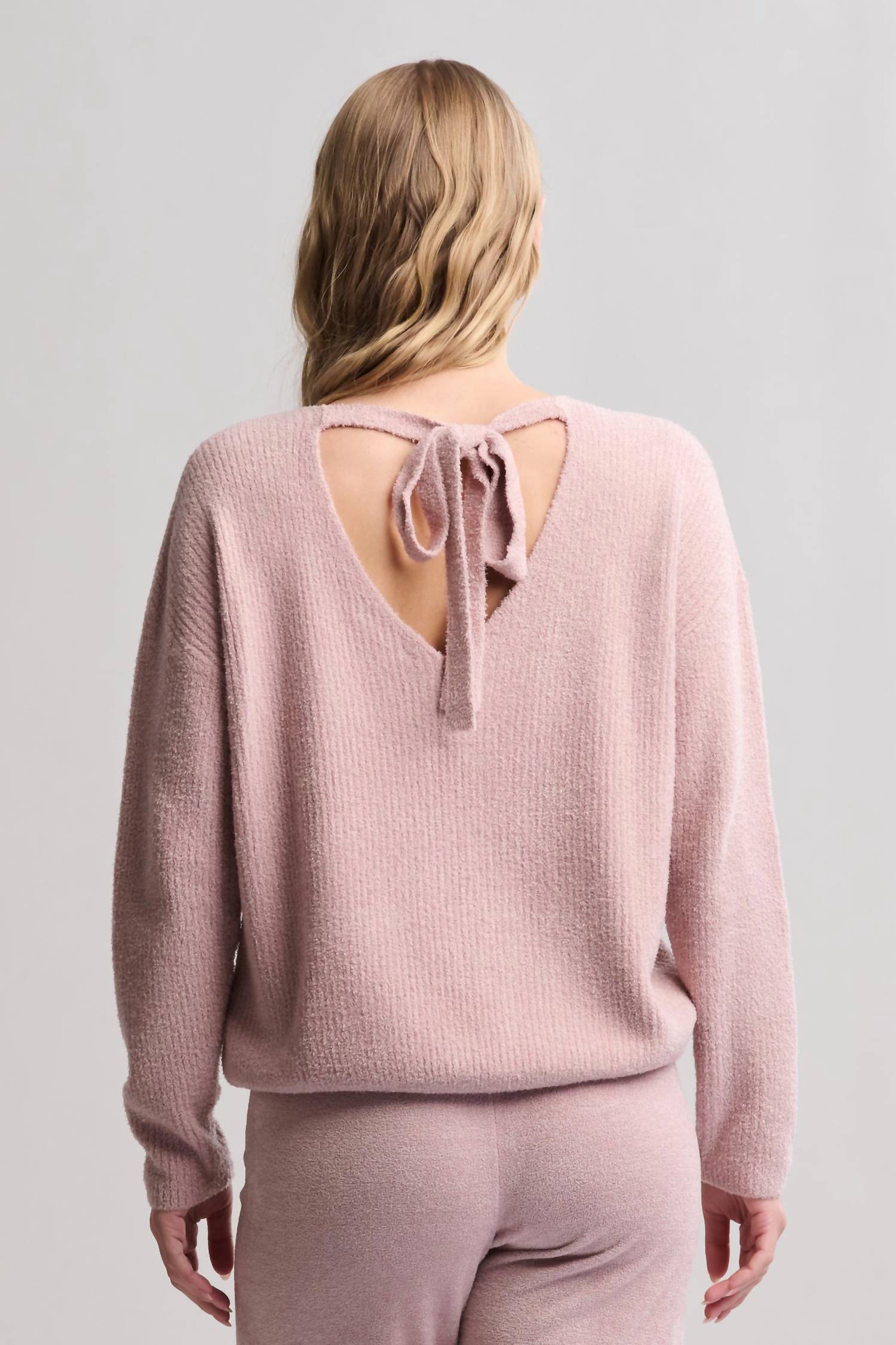 Barefoot Dreams - Cozychic Lite Ribbed V Pullover With Back Tie