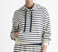 vineyard vines Dreamcloth Relaxed Hoodie in stripe nautical navy - women's top