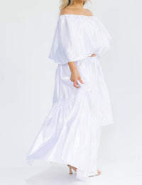 Karen T Design - Off Shoulders Crop Top And Asymmetric Ruffled Skirt Set