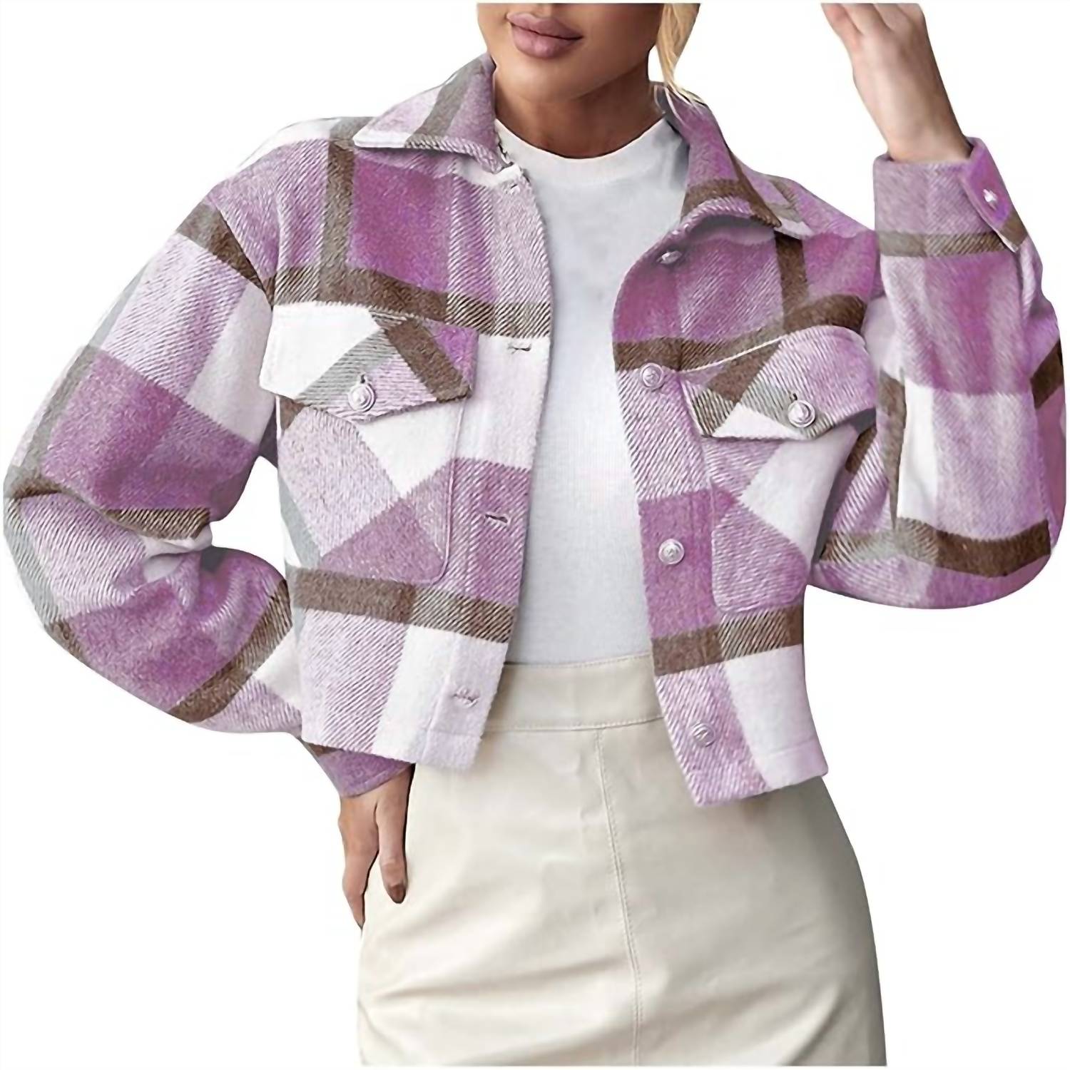 Mainstrip - Cropped Plaid Shacket