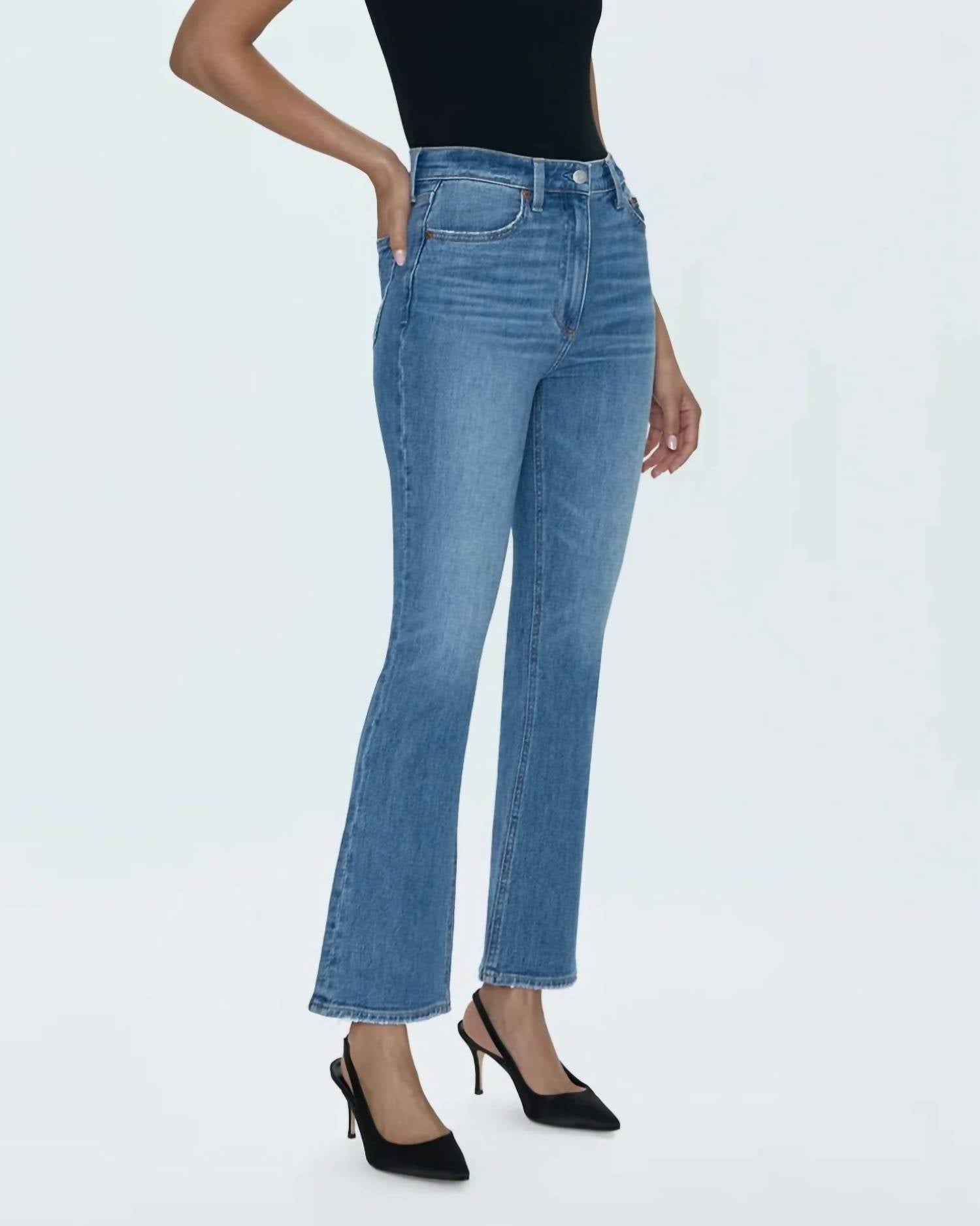 PISTOLA Krista High Rise Slim Bootcut Jeans in vibrant - women's jeans - detail view