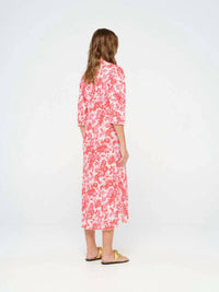 oneseason Long Poppy Dress in antigua pink - women's dress - detail view
