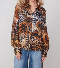 Renuar Wild Side Blouse in tan - women's blouse