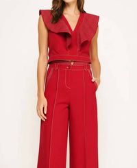 Strut & Bolt - Stitch Ruffle V-neck Top