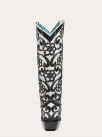 Corral - Women's Overlay Embroidery Sequins Snip Toe Tall Cowboy Boots