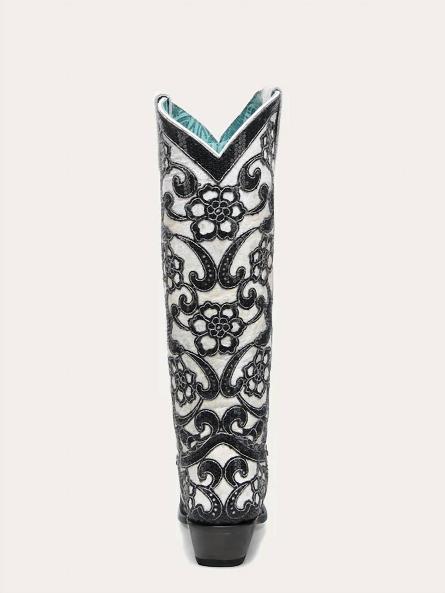 Corral - Women's Overlay Embroidery Sequins Snip Toe Tall Cowboy Boots