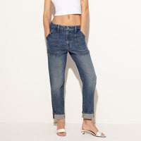 Good American - Women's The Weekender Cuffed Carpenter Jean
