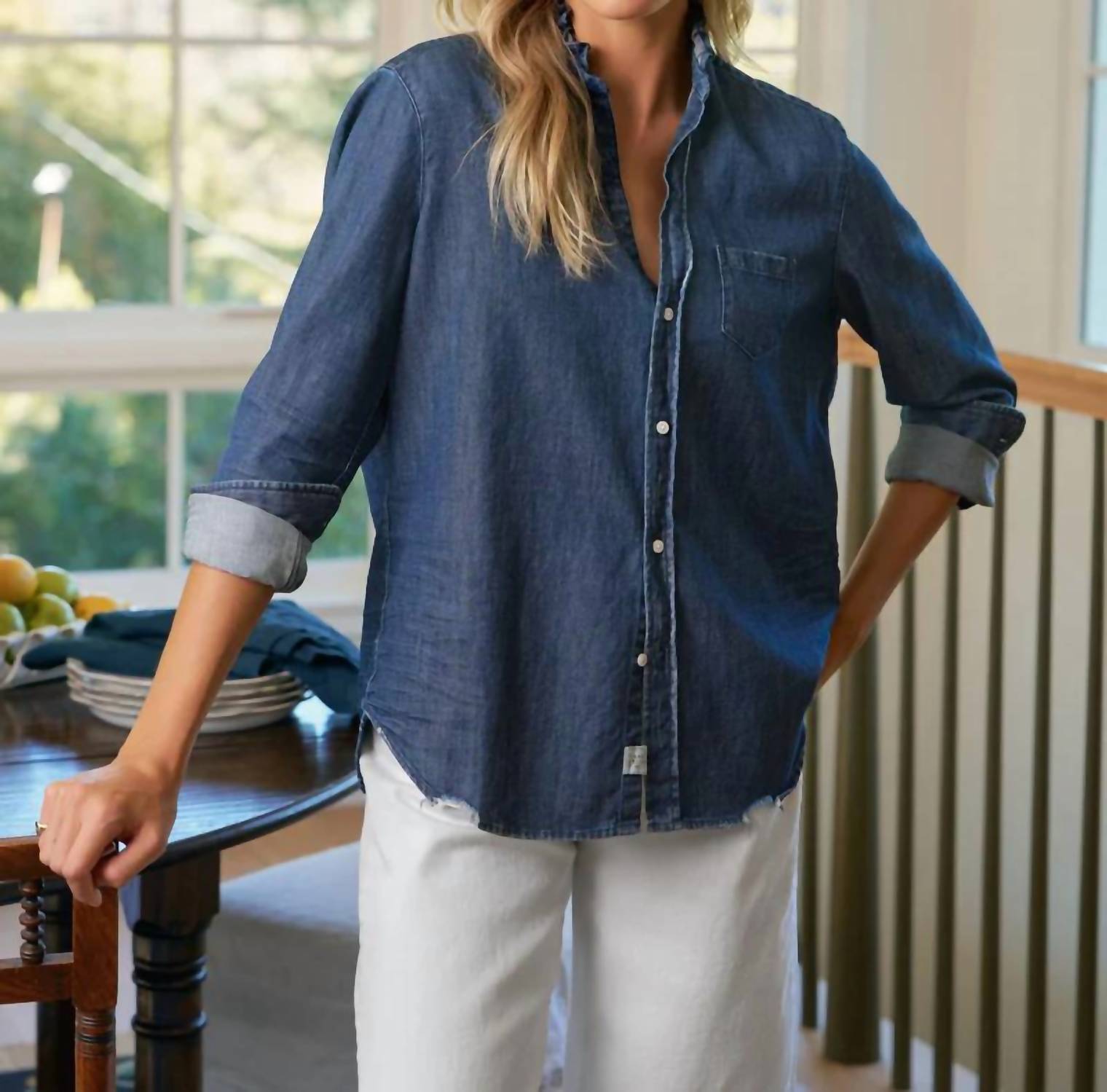 Frank & Eileen - Eileen Ruffle Collar Button-up Shirt