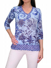 David Cline - Wind Print V-neck Top