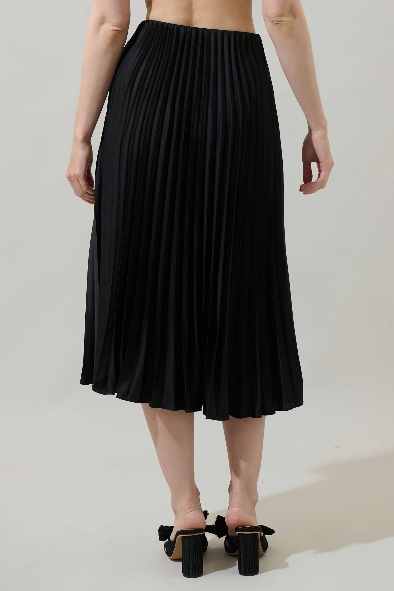 SUGARLIPS Sidney Pleated Maxi Skirt in black - women's skirt - alternate view