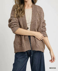 Umgee - Chunky Cable Knit Open Front Cardigan