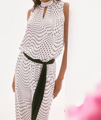 Joseph Ribkoff - Polka Dot Keyhole Neck Sleeveless Top