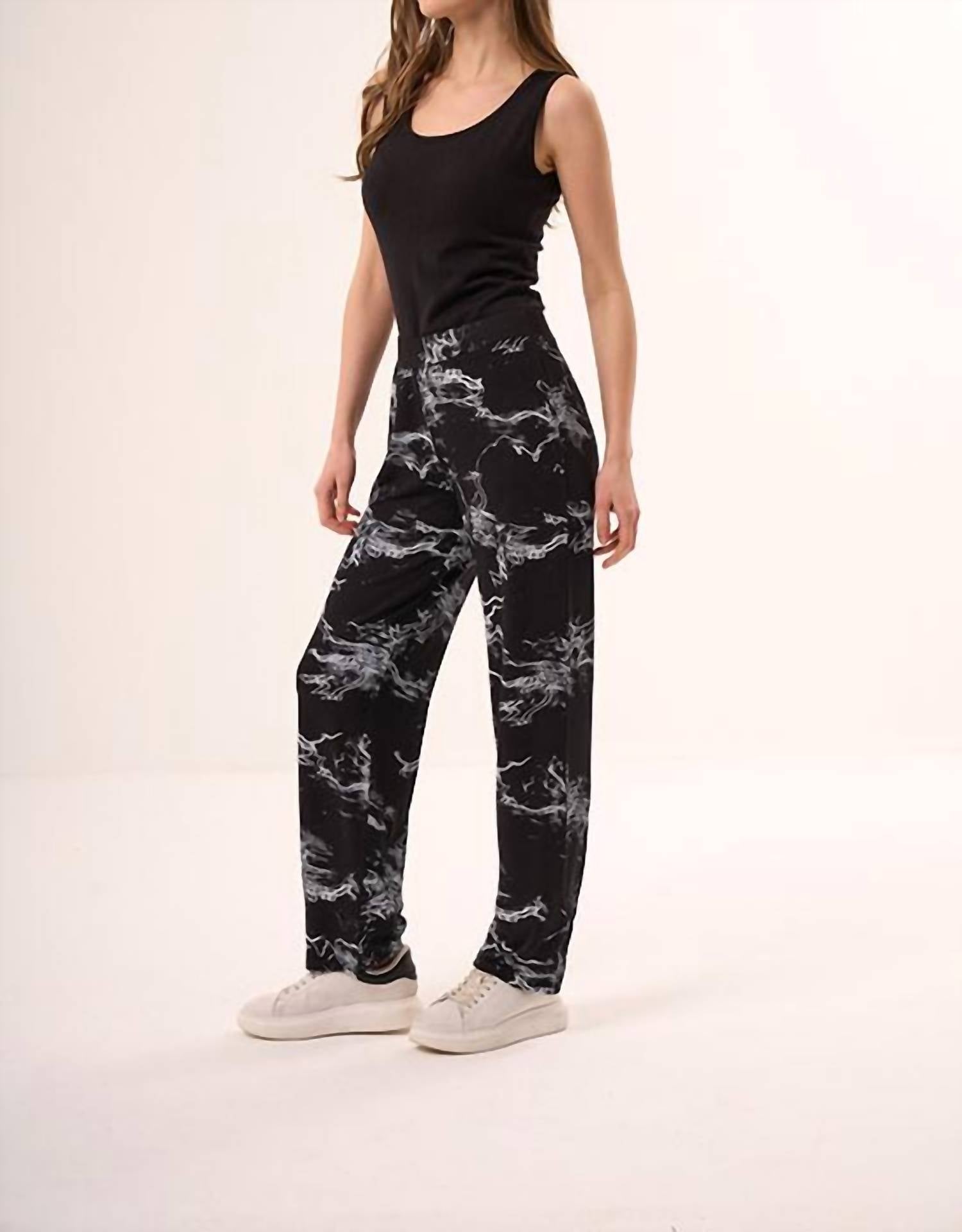 french kyss Abstract Print Lounge Pant in black white - women's pants