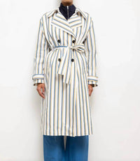 LESET Yoshi Stripe Trench Coat in parch choco - women's jacket