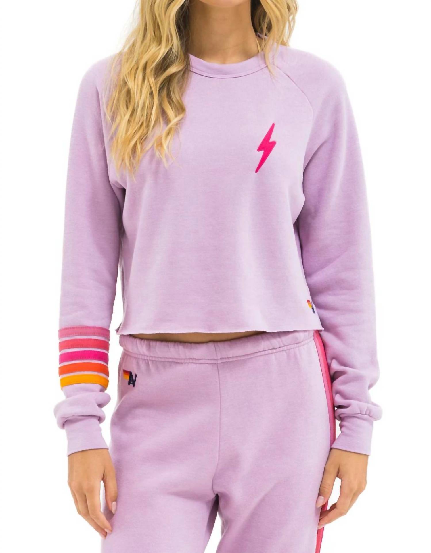 Aviator Nation - Bolt Rugby Stitch Crop Crew Sweatshirt