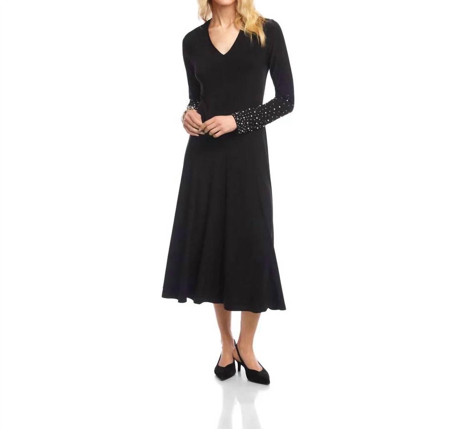Karen Kane - Kate Beaded Sleeve Midi Travel Dress
