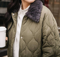 Ichi - Contrast Collar Puffer Jacket