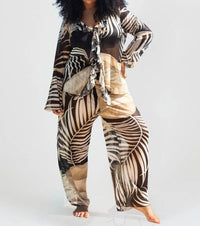 Fashion Szn Curve - Print Wide Leg Resort Trousers - Plus