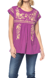 Tolani Anice Cap Sleeve Blouse in purple - women's blouse