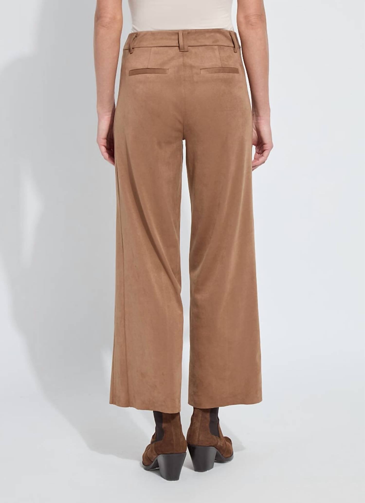 Lysse Vionette Vegan Suede Wide Leg Trouser Pants in camel - women's pants - alternate view
