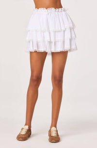 ASTR Women's Genever Tiered Ruffle Mini Skirt in white - women's skirt