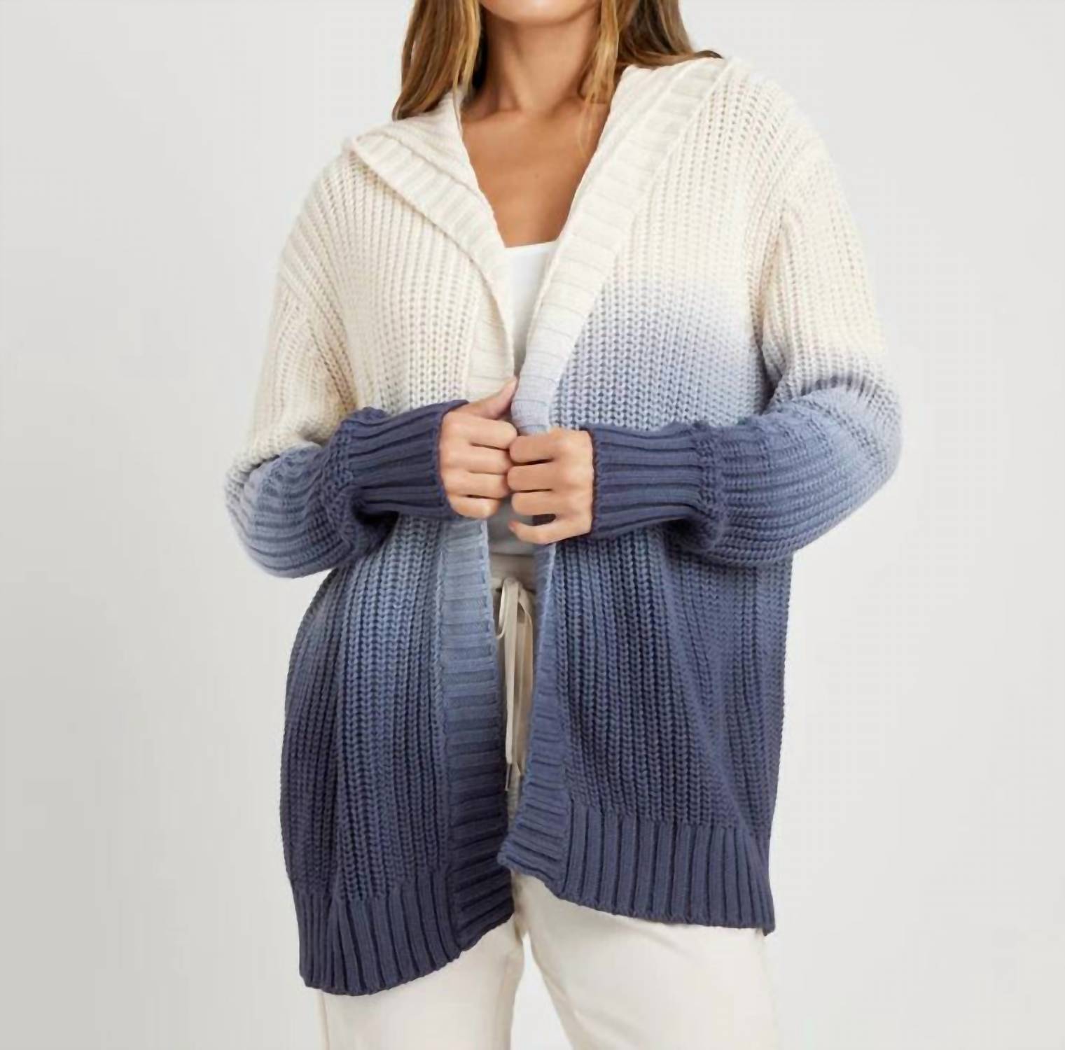Splendid Hooded Cardigan Top in raya ombre - women's cardigan