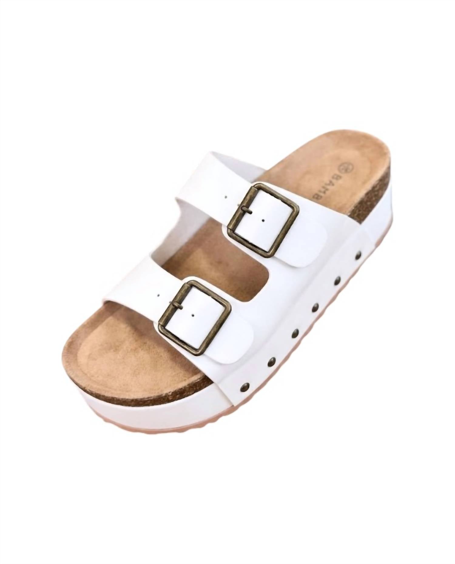 Bamboo Women's Chunky Slides in white - women's sandal