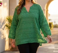 Karen Kane 3/4 Sleeve Embroidered Tunic - Plus in green - women's shirt - view 5