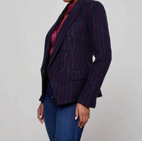 L'Agence Kenzie Pinstriped Blazer in midnight red pinstripe - women's jacket - alternate view