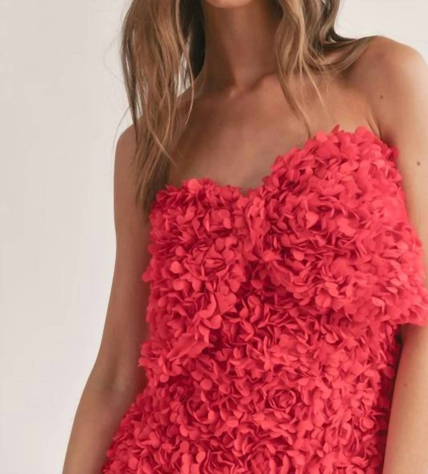 Klesis - Floral Applique Mini Dress With Front Large Bow
