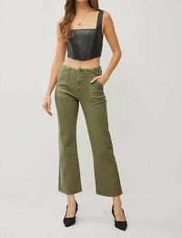 Risen - High Rise Patch Pockets Ankle Flare Pants