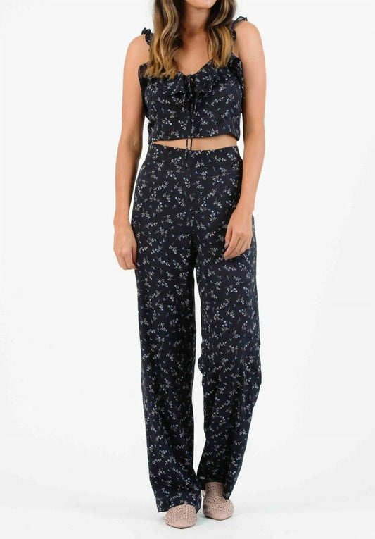 Lucca - Iris Palazzo Floral Print High Rise Wide Leg Pants