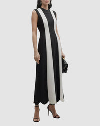 Lela Rose - Paneled Scallop Hem Midi Dress