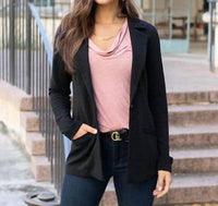 Grace and Lace Textured Front Button Blazer in black - women's jacket - view 4
