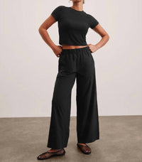 BEYOND YOGA Easy Wide Leg Pant in true black 1 - women's pants - view 6