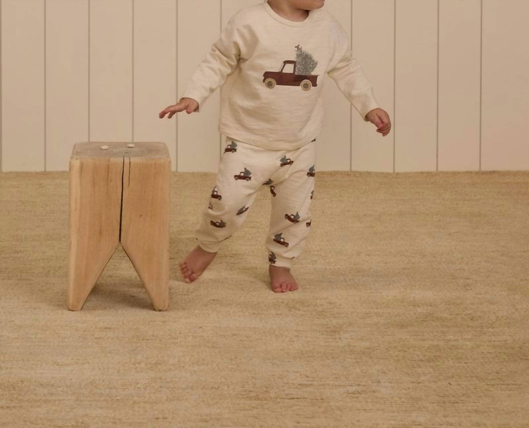 Rylee + Cru Baby's Trucks Long Sleeve Pant Set in cream - item - alternate view
