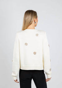 cinq a sept Piera Mini Sparkle Cardigan in ivory - women's cardigan - alternate view