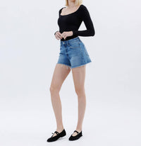 Vervet By Flying Monkey - Rebecca Raw Hem Denim Shorts