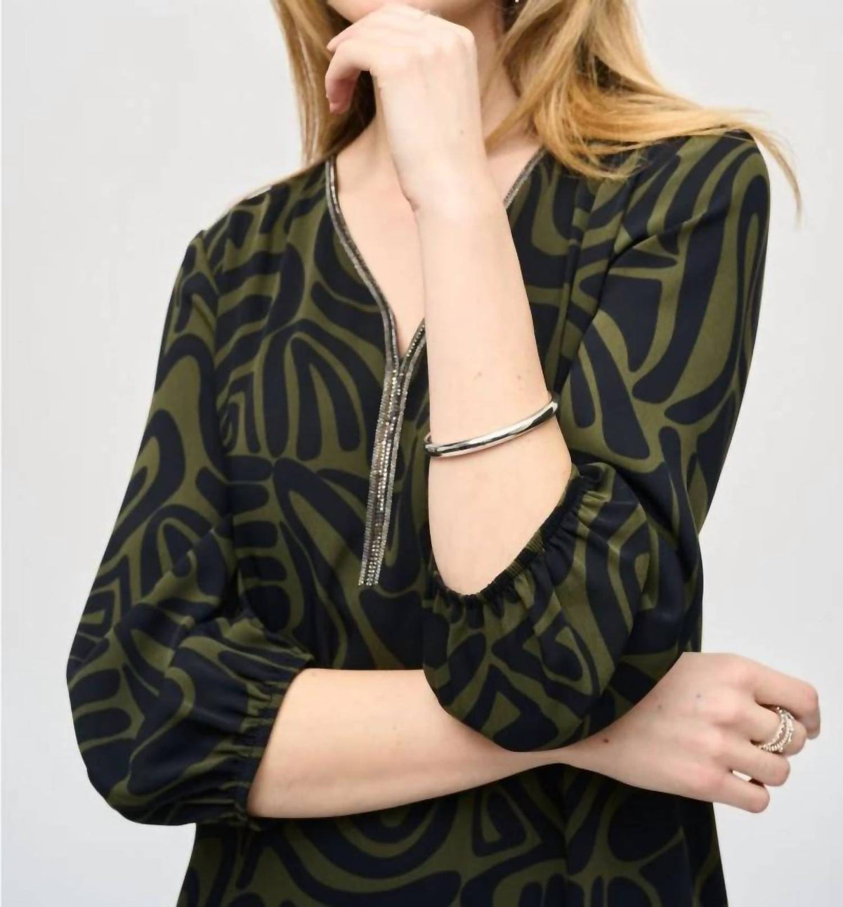 Joseph Ribkoff - Abstract Print Puff Sleeve Shift Dress