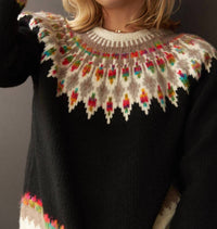 En Creme - Fern & Feather Pattern Knit Sweater