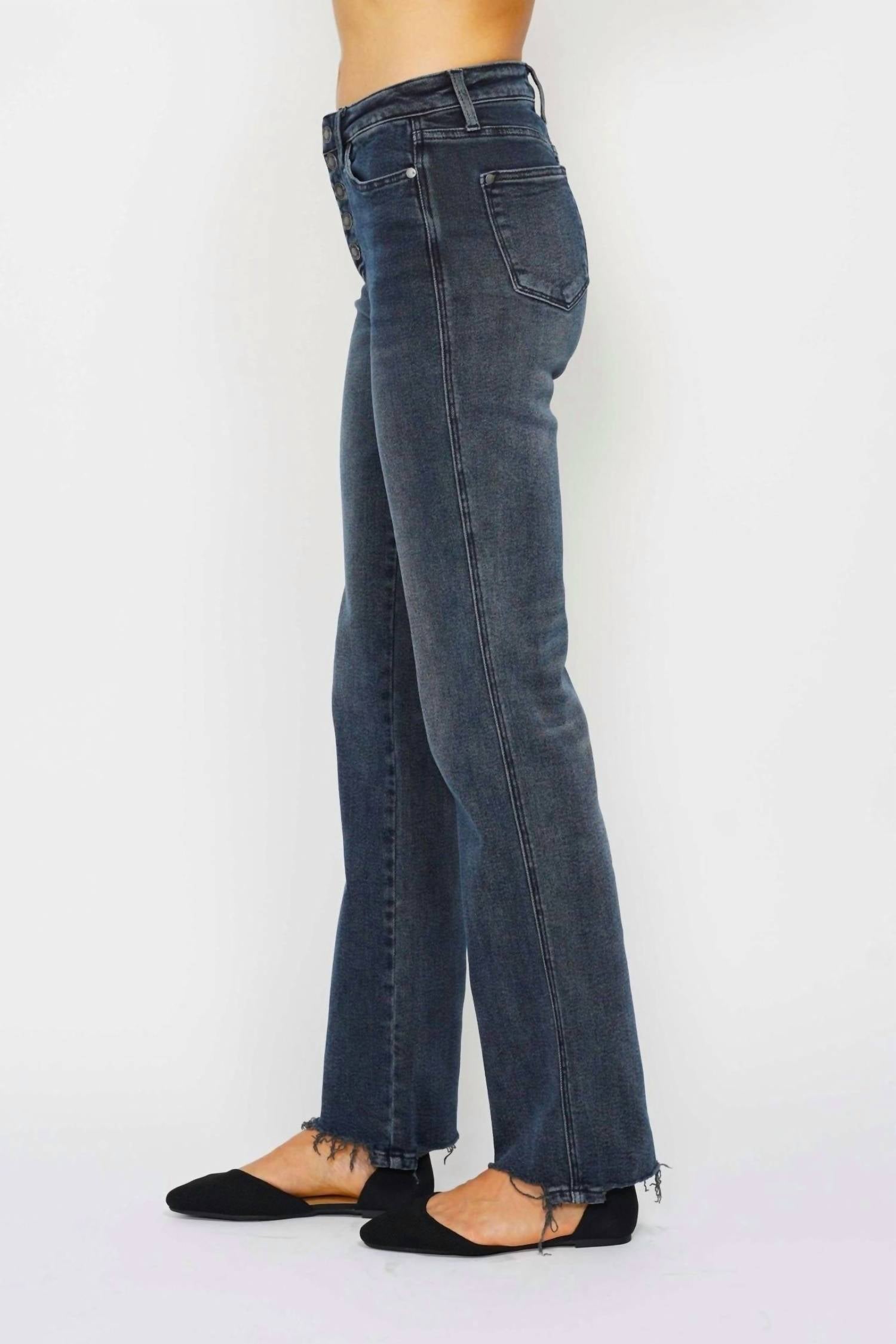 Judy Blue - Button Fly Straight Leg Jeans