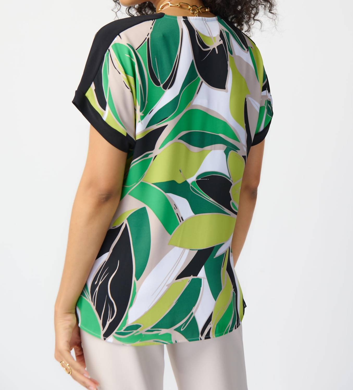 Joseph Ribkoff - Leaf Print Slip-on Top