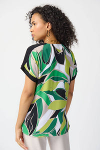 Joseph Ribkoff - Leaf Print Slip-on Top