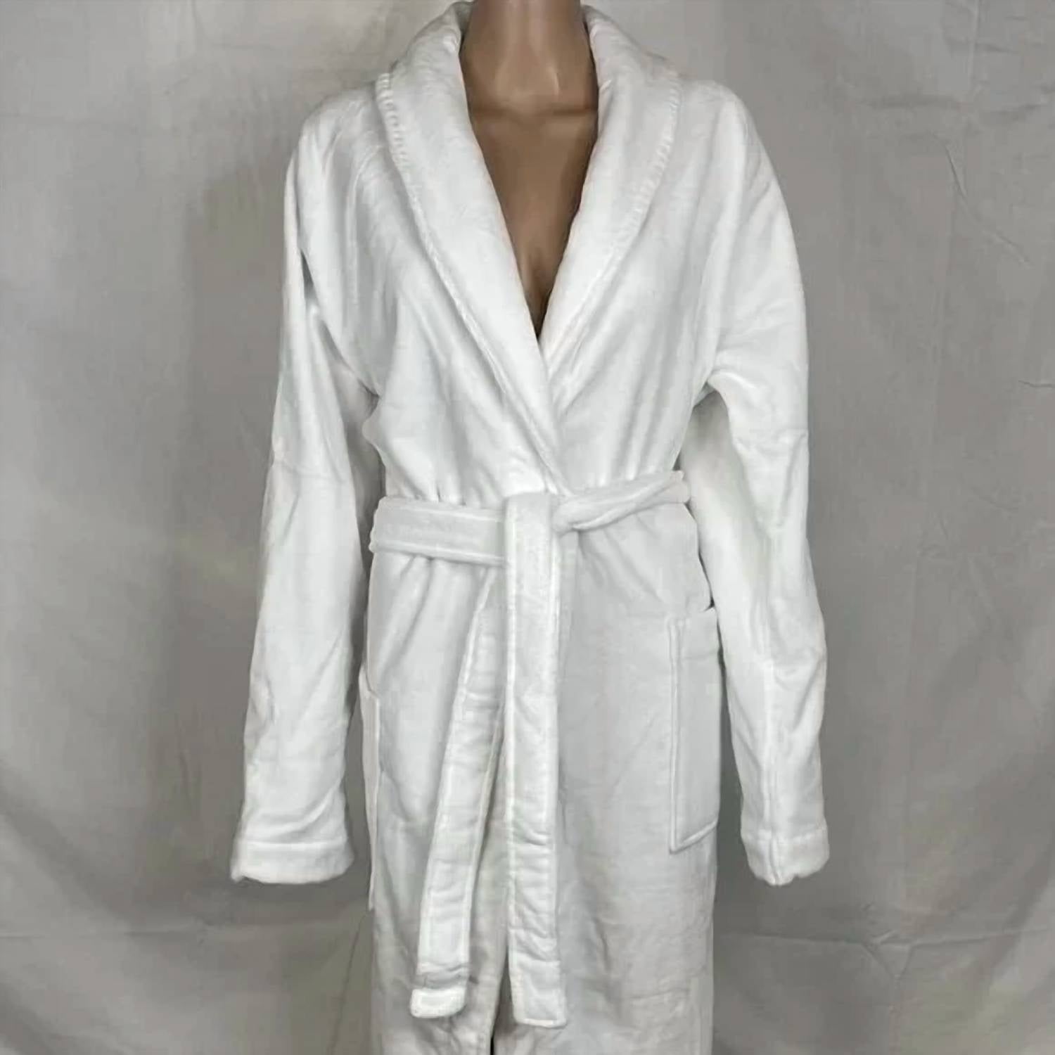 Frette Unisex Velour Shawl Collar Bathrobe in white - men's item