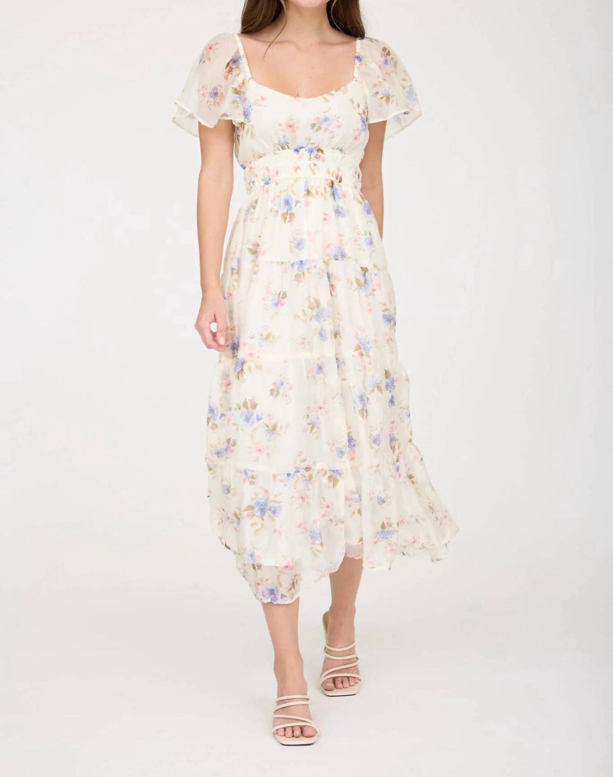 Blu Pepper - Floral Chiffon Midi Dress